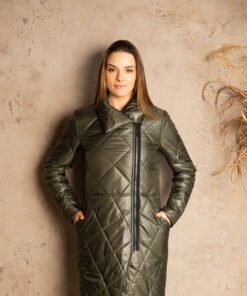 Chaki moteriška striukė su užtrauktuku