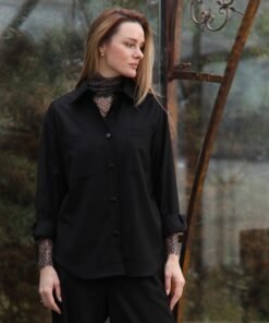 Juodi viskozės marškiniai