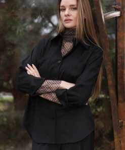 Alternative view of Juodos spalvos viskozinis kelnių ir marškinių komplektas