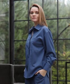 Mėlyni viskozės marškiniai