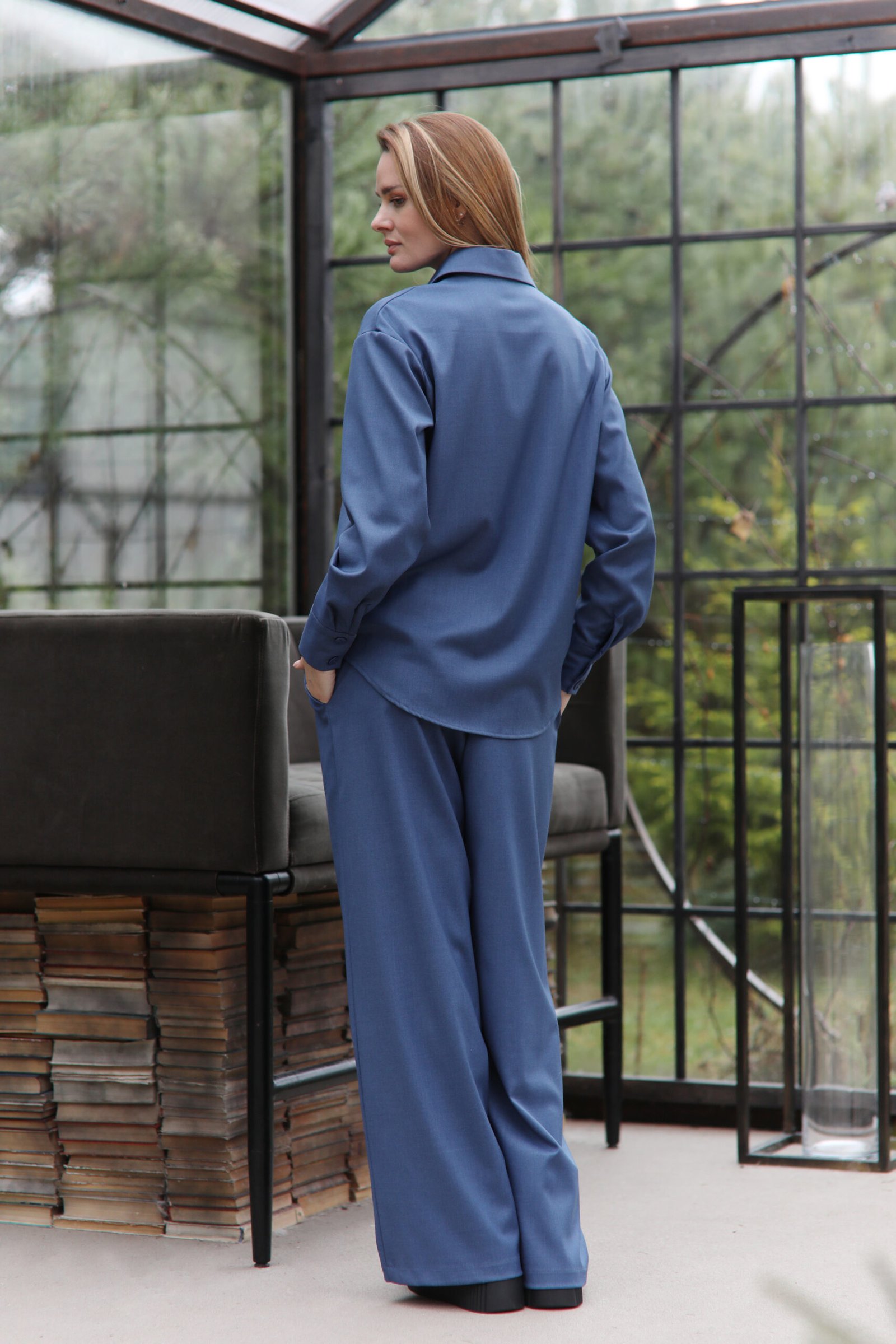 Mėlyni viskozės marškiniai - Image 5