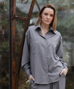 Pilki viskozės marškiniai