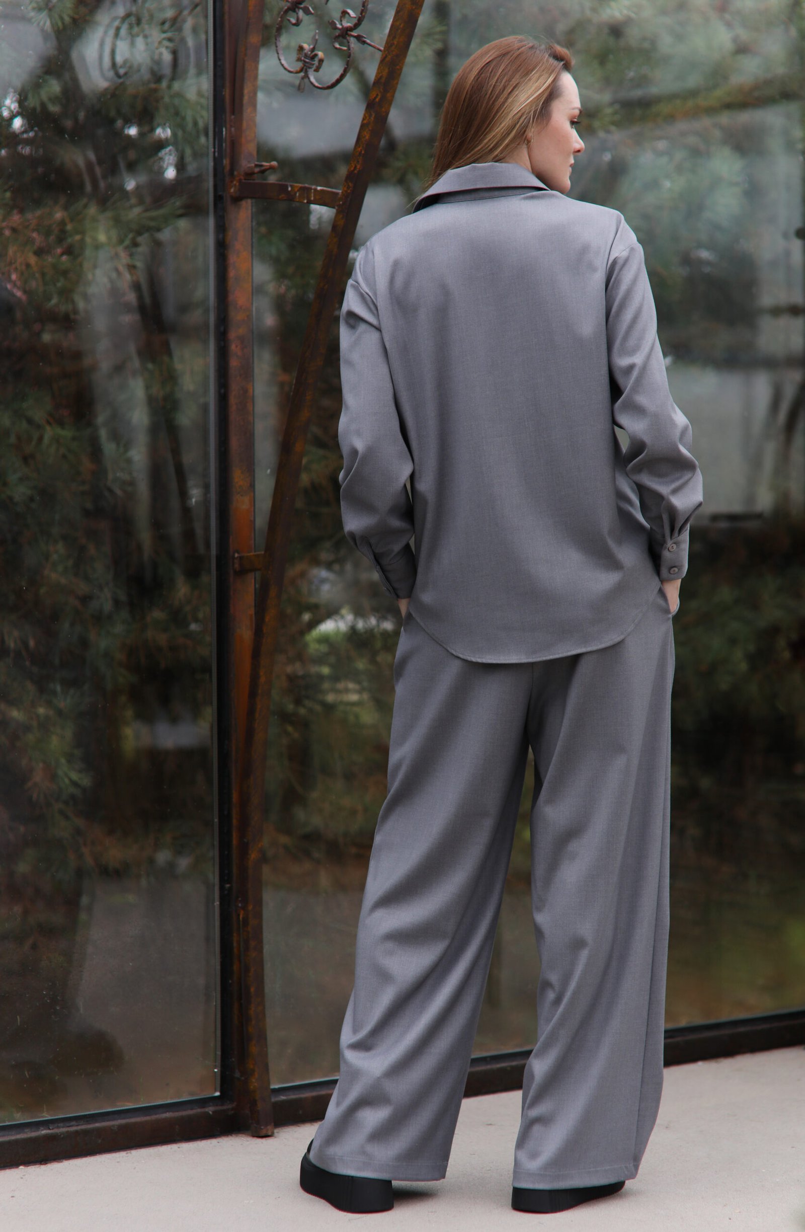 Pilki viskozės marškiniai - Image 2