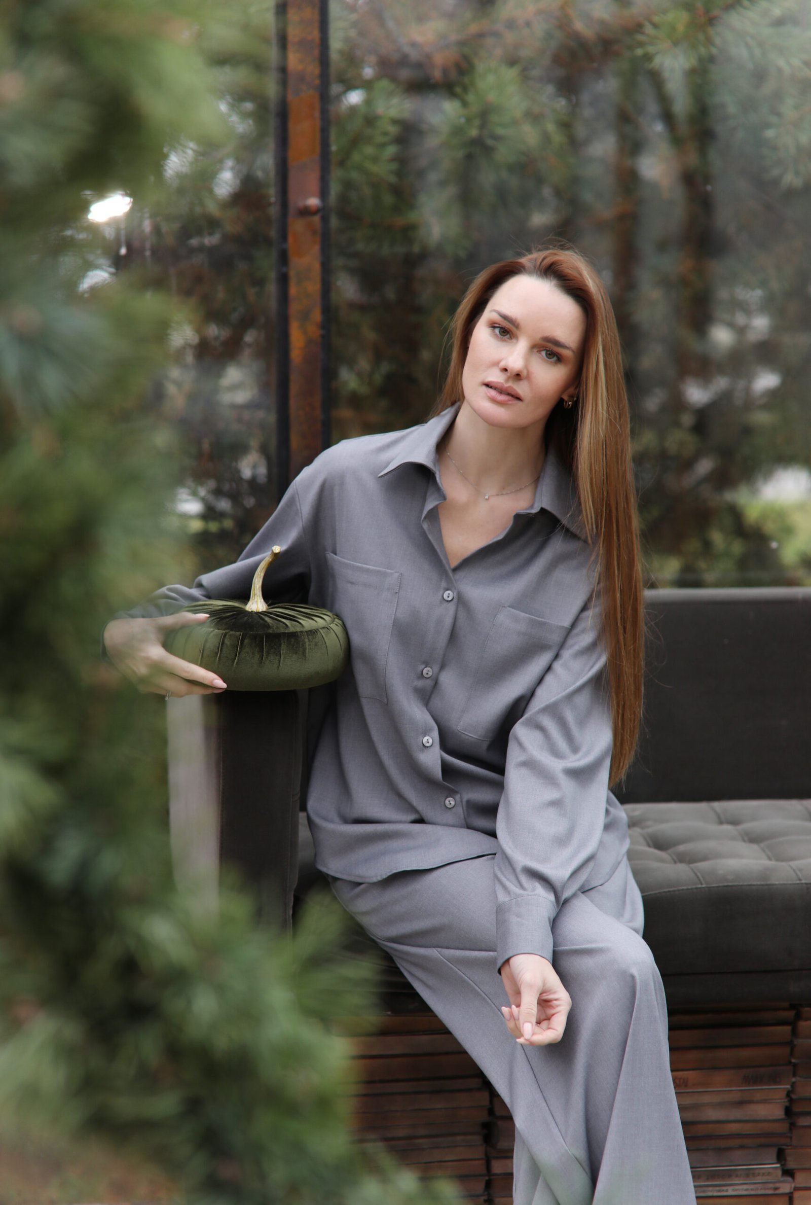 Pilki viskozės marškiniai - Image 3